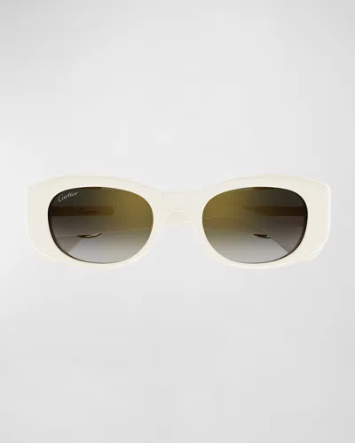 Cartier Panther C-logo Acetate Cat-eye Sunglasses In White