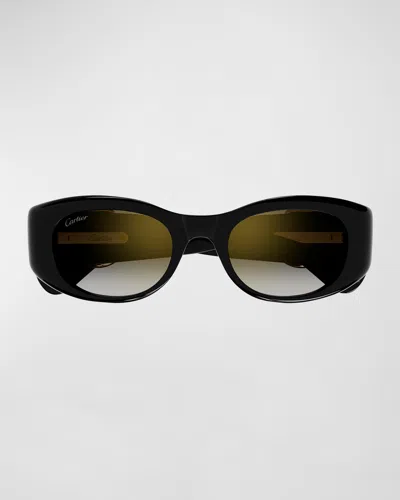Cartier Panther C-logo Acetate Cat-eye Sunglasses In Black