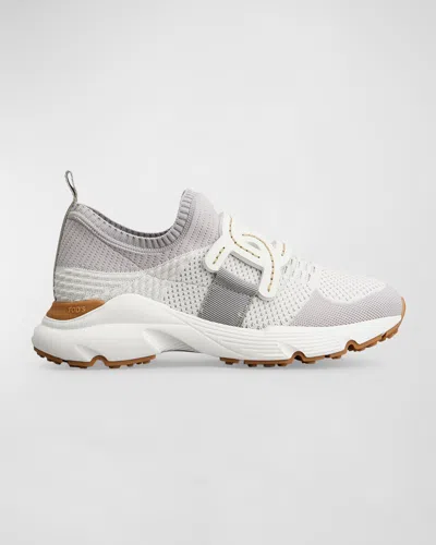 Tod's Stretch Knit Runner Sneakers In White