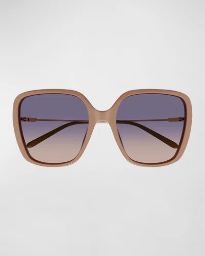 Chloé Square Acetate And Metal Sunglasses In Brown