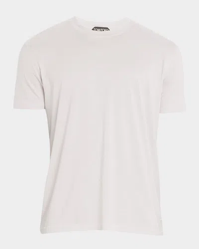Tom Ford White Crewneck T-shirt With Logo Embroidery On The Front And Perforated Design In Cotton Man In Pink