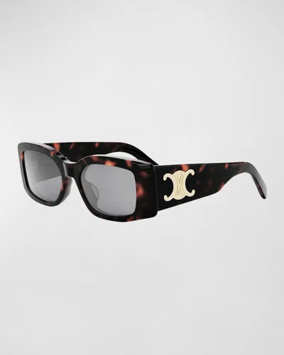 Celine Triomphe Acetate Rectangle Sunglasses In Black