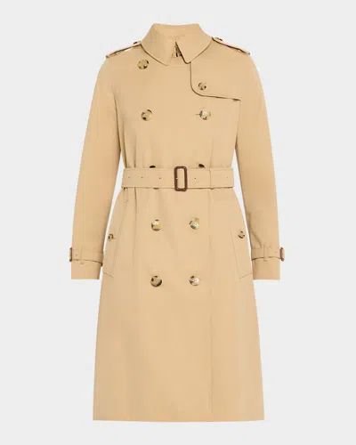 Burberry Kensington Organic Belted Double-breasted Long Trench Coat In Neutral