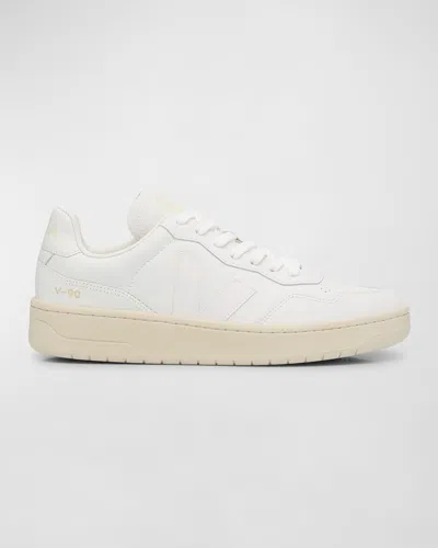 Veja V-90 Low-top Leather Sneakers In White