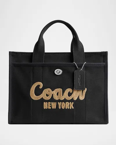 Coach Cargo Logo Canvas Tote Bag In Black
