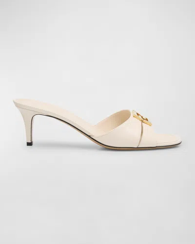 Fendi Fold Leather Kitten-heel Sandals In White
