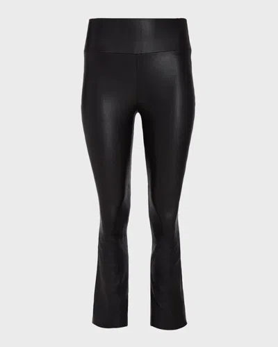 Sprwmn Leather High-waist Cropped Flare Leggings In Black