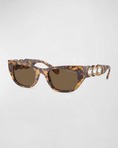 Swarovski Imber Tortoise Acetate & Plastic Cat-eye Sunglasses In Brown
