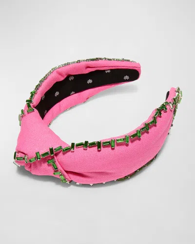 Lele Sadoughi Embellished Trim Knotted Headband In Pink