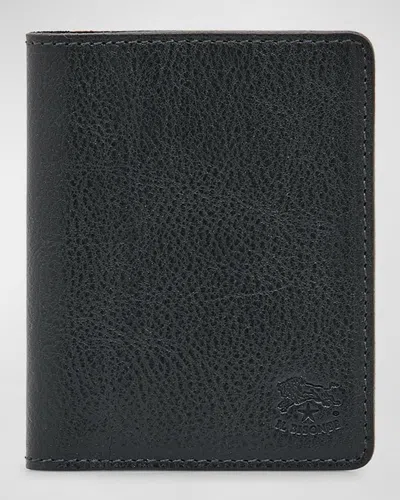 Il Bisonte Classic Bifold Leather Card Case In Black