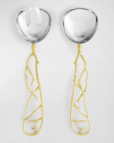 Michael Aram Butterfly Ginkgo Gold Serving Set In Silver