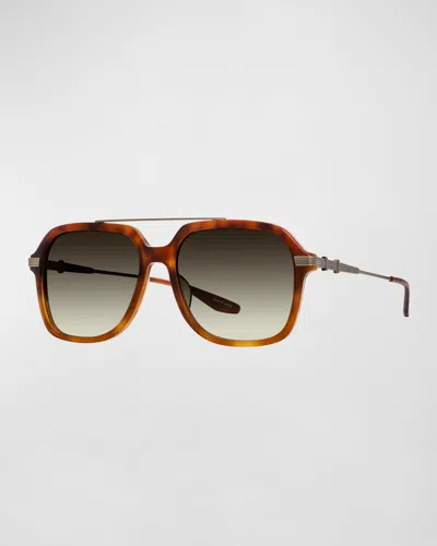 Barton Perreira D. Ellis Havana Zyl & Titanium Aviator Sunglasses