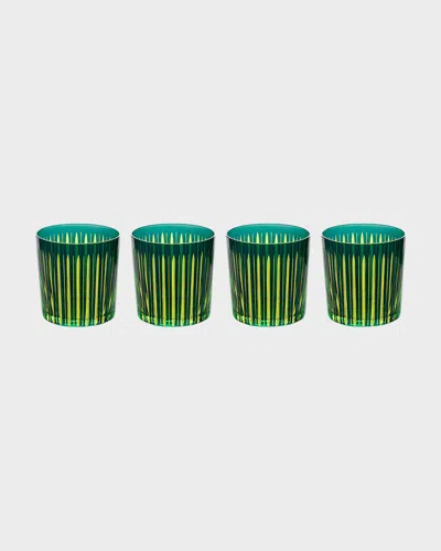L'objet Prism 13 Oz. Double Old-fashioned Glasses, Set Of 4 In Green