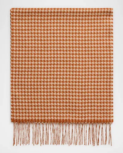 Piacenza 1733 Men's Twist Silk And Cashmere Houndstooth Scarf In Brown