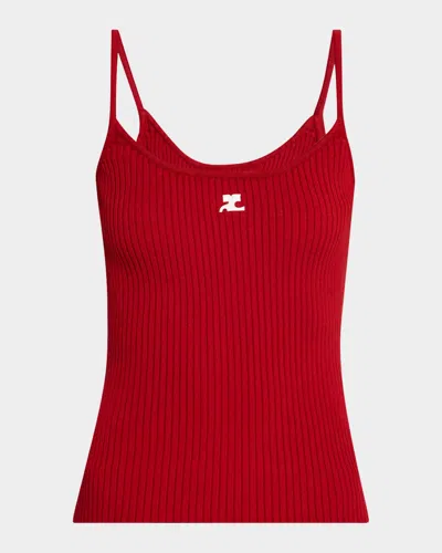 Courrèges Reedition Knit Tank Top Ribbed Straps