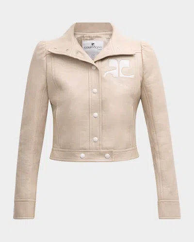 Courrèges Textured Vinyl Crop Jacket In Brown