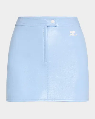 Courrèges Reedition Vinyl Mini Skirt In Blue