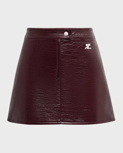 Courrèges Reedition Vinyl Mini Skirt In Brown