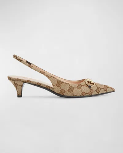 Gucci Erin Gg Canvas Bit Slingback Pumps In Multi