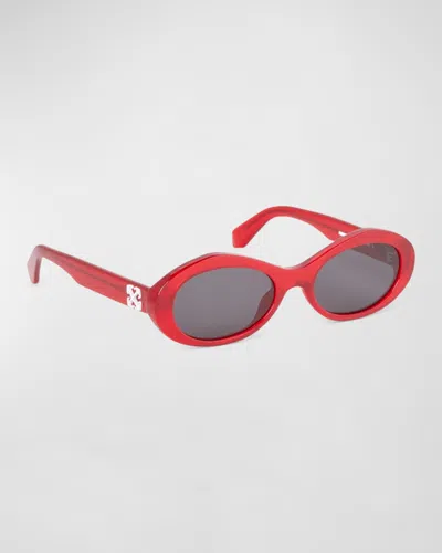 Off-white Edison Oval Acetate Sunglasses In Red