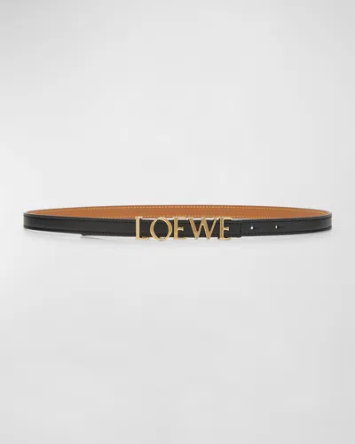Loewe Bold Logo Leather Skinny Belt In Multi