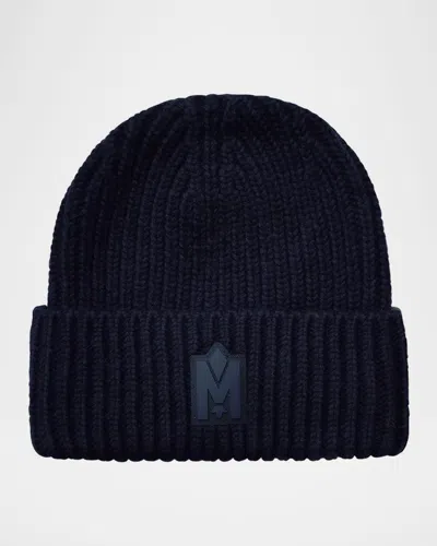 Mackage Men's M-logo Patch Beanie Hat In Blue