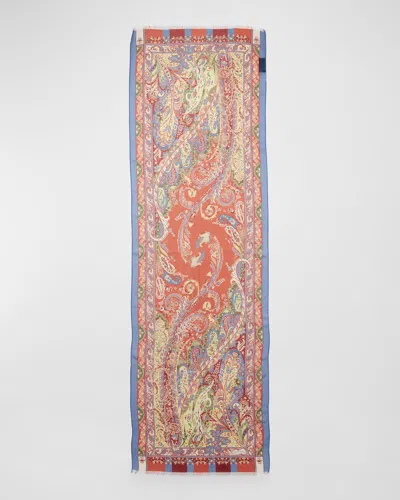 Etro Paisley & Floral Sheer Silk Scarf In Multi