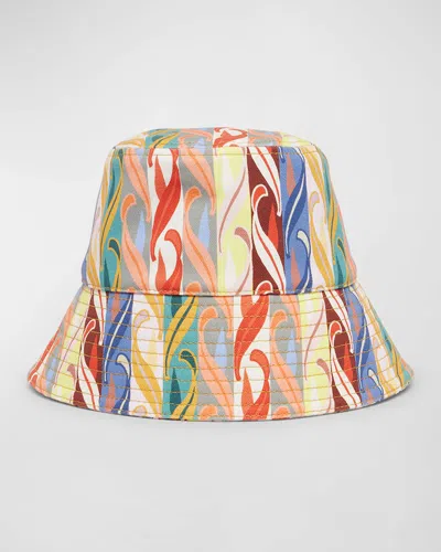 Etro Multicolor Print Canvas Bucket Hat In Multi