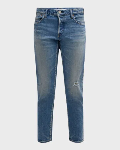 Moussy Vintage Kendall Tapered Cropped Jeans In Blue