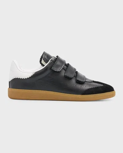 Isabel Marant Beth Perforated Leather Grip-strap Sneakers In Black