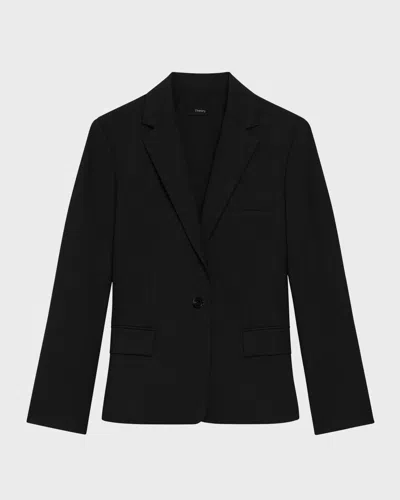 Theory Traceable Wool Slim Blazer Jacket In Black