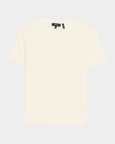 Theory Regal Merino Wool Short-sleeve Crew T-shirt In Neutral