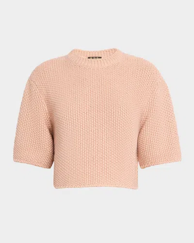 Loro Piana Boccioleto Cashmere-silk Crewneck Crop Sweater In Pink