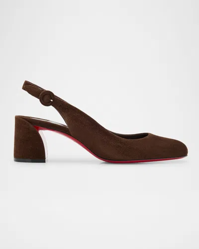 Christian Louboutin 55mm So Jane Suede Slingback Pumps In Brown
