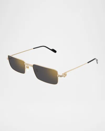 Cartier Rectangular Frame Sunglasses In Silver