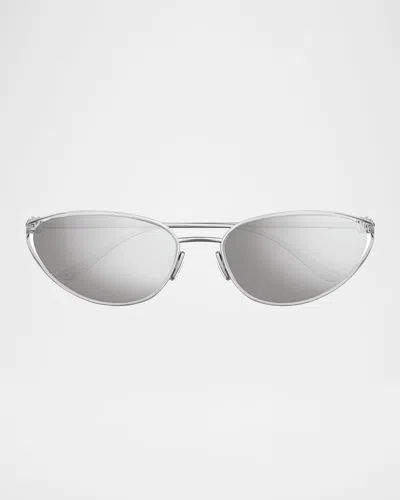 Bottega Veneta Knot Metal Cat-eye Sunglasses In Metallic