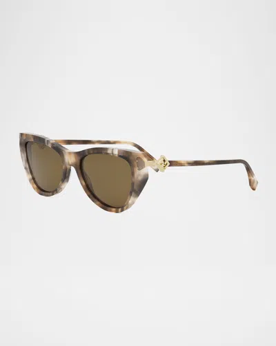 Fendi Ff Diamond Logo Acetate & Nylon Cat-eye Sunglasses In Multi