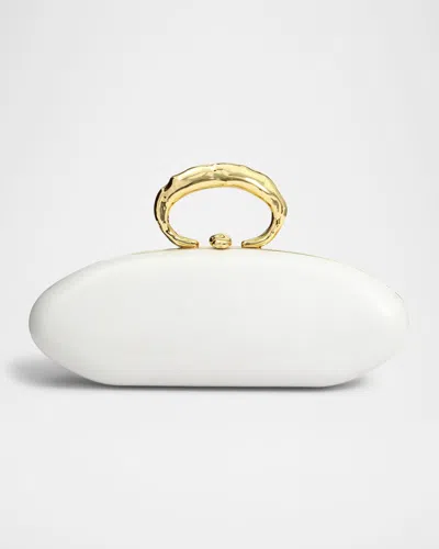 Alexis Bittar Molten Ring Bullet Leather Clutch Bag In White