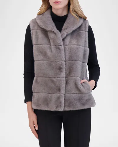 Theia Horizontal Mink-like Faux Fur Vest In Multi