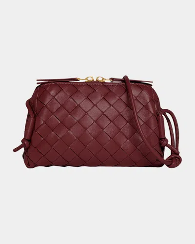 Bottega Veneta Zip Leather Pouch Shoulder Bag In Burgundy