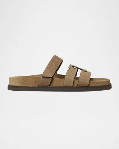Tory Burch Ines Suede Triple-band Sport Mule Sandals In Brown