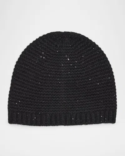 Sofia Cashmere Cashmere Blend Sequin Beanie In Black