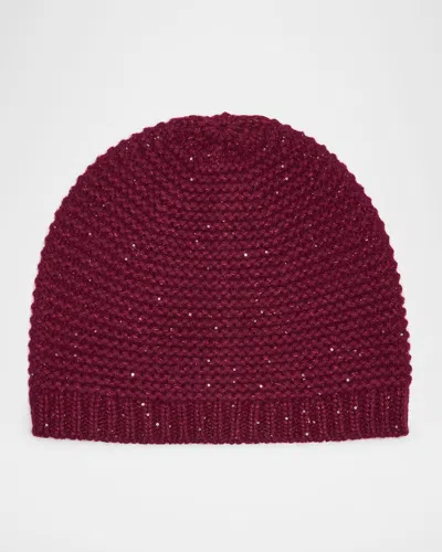 Sofia Cashmere Cashmere Blend Sequin Beanie In Purple
