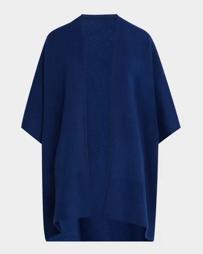 Sofia Cashmere Cashmere Double Knit Cape In Blue