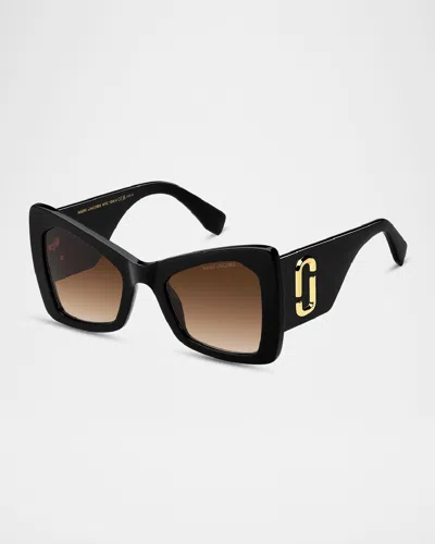 Marc Jacobs Acetate Butterfly Sunglasses In Black