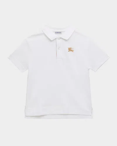 Burberry Boy's Ekd Polo Shirt In White