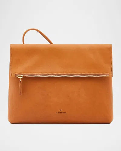 Il Bisonte Anna Fold-over Flap Leather Crossbody Bag In Brown