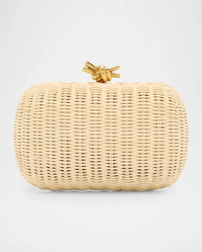 Bottega Veneta Knot Chain Rattan Crossbody Bag In Brown