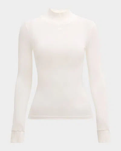 Courrèges Re-edition Mock-neck Long-sleeve Fitted Top In White