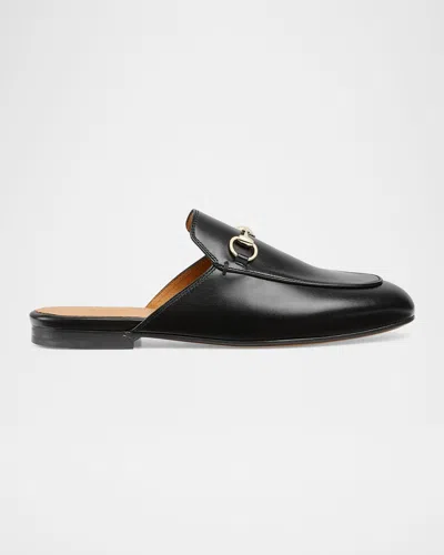 Gucci Women Black Nappa Leather Mules With Horsebit